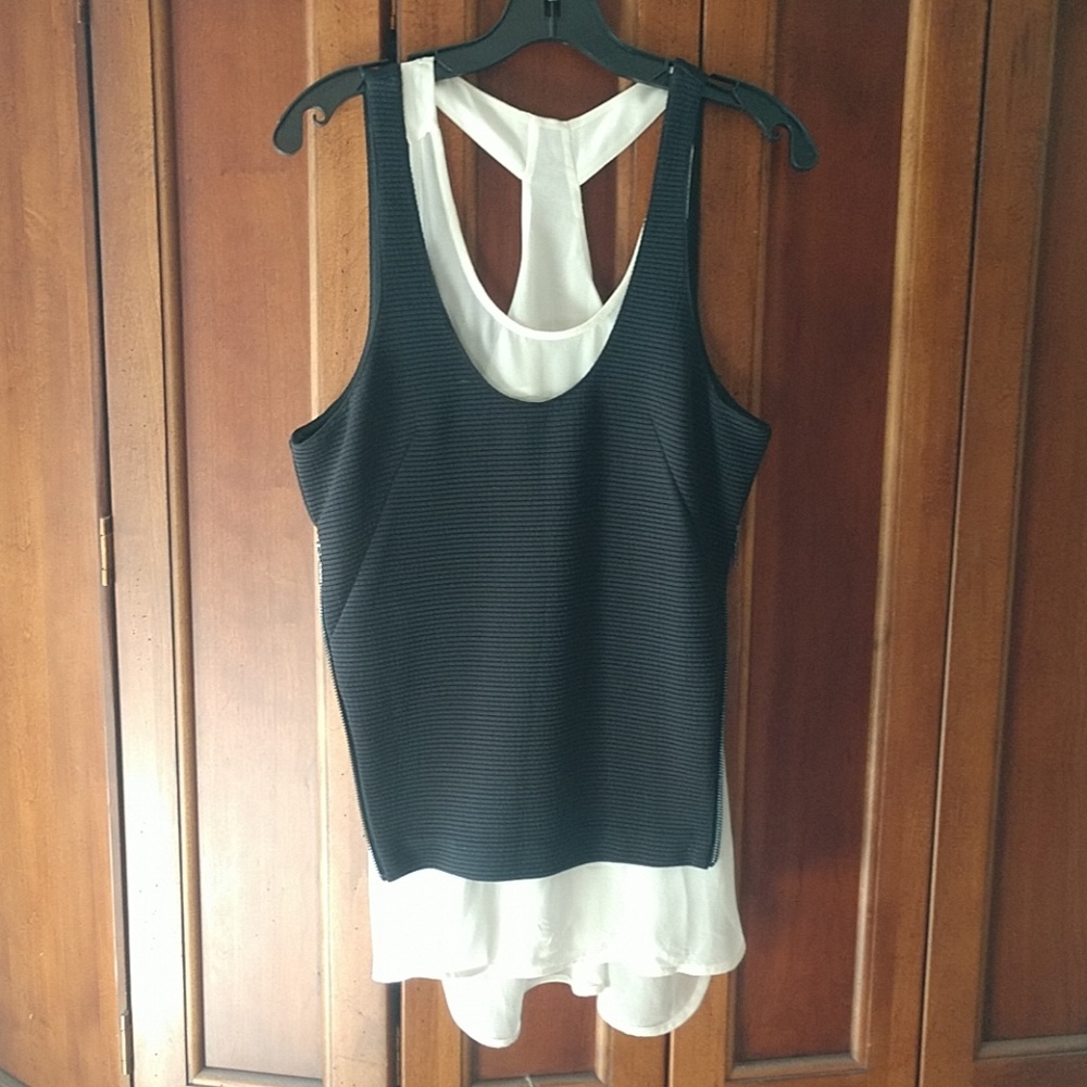 Black and White double layer racer back top